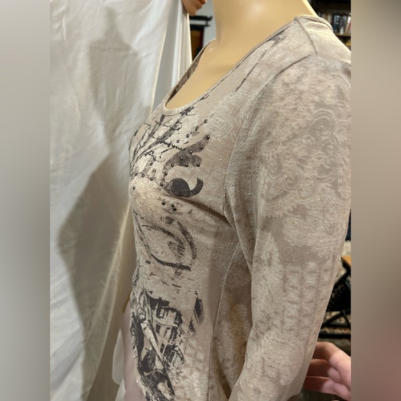 Style & Co embellished 3/4 sleeve blouse Sz. PM - Picture 7 of 8